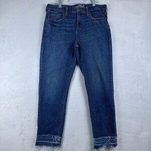 Universal Thread Women's Taper Leg Jeans Raw Hem Stretch Blue Size 12/31R
